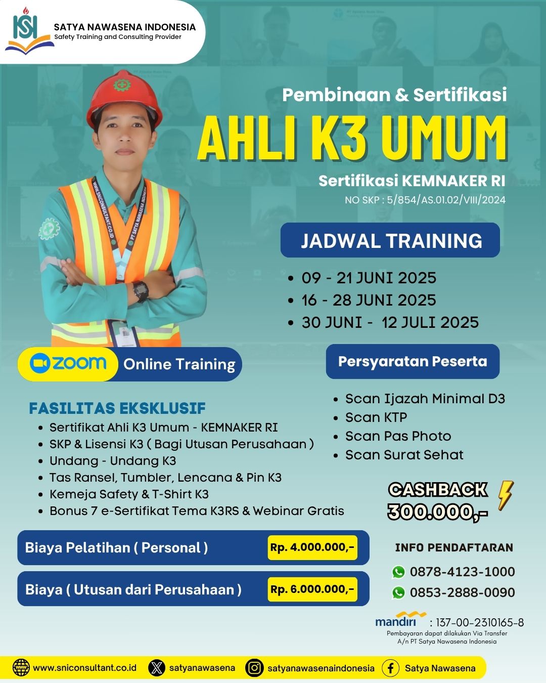 AHLI K3 UMUM KEMNAKER RI – ONLINE CLASS