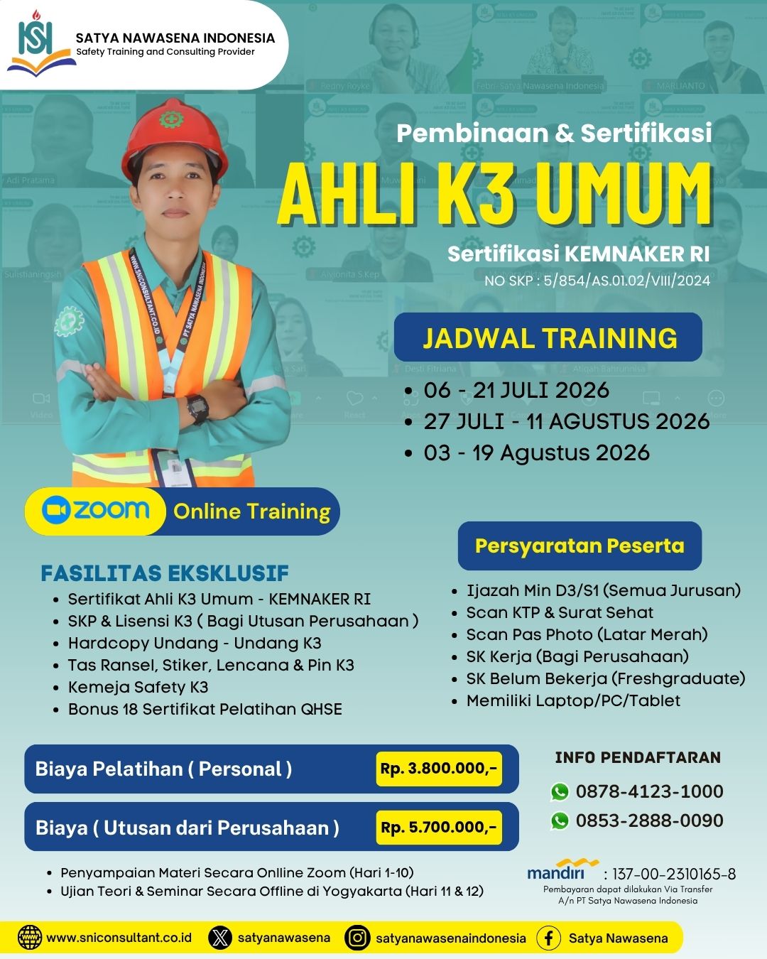 AHLI K3 UMUM KEMNAKER RI – ONLINE CLASS