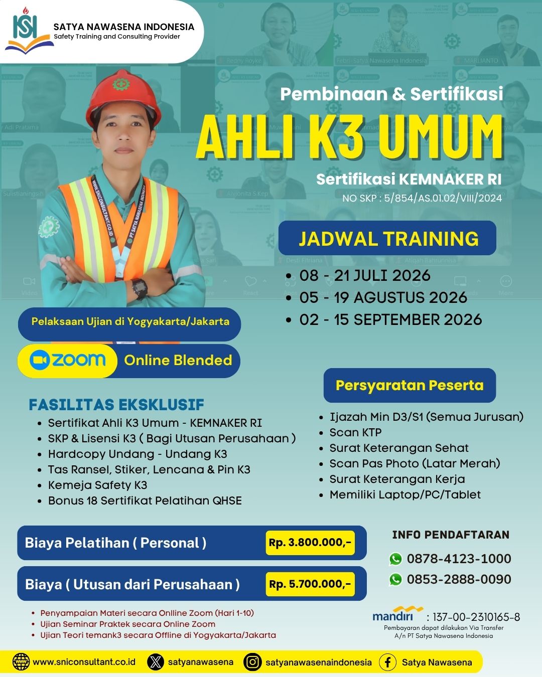 AHLI K3 UMUM KEMNAKER RI – ONLINE CLASS
