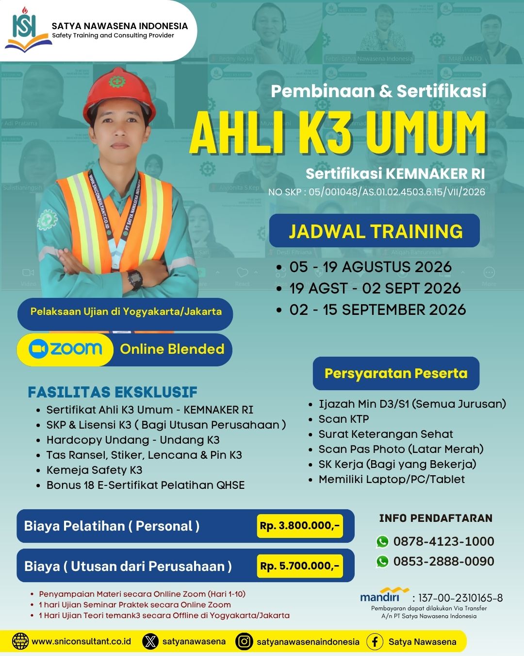 AHLI K3 UMUM KEMNAKER RI – ONLINE CLASS